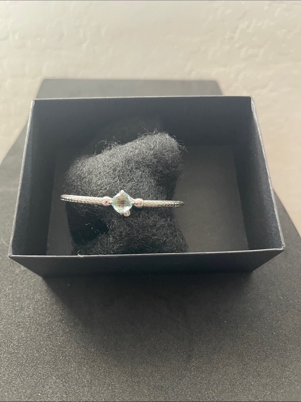 Delicate Silver Bracelet with a light blue Center Stone - Women Jewelry